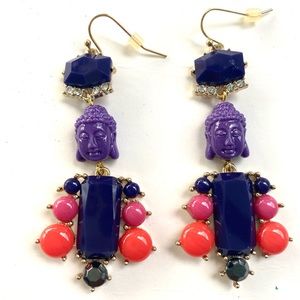 Buddha colorblock Purple orange rhinestone crystal earrings fashion spiritual
